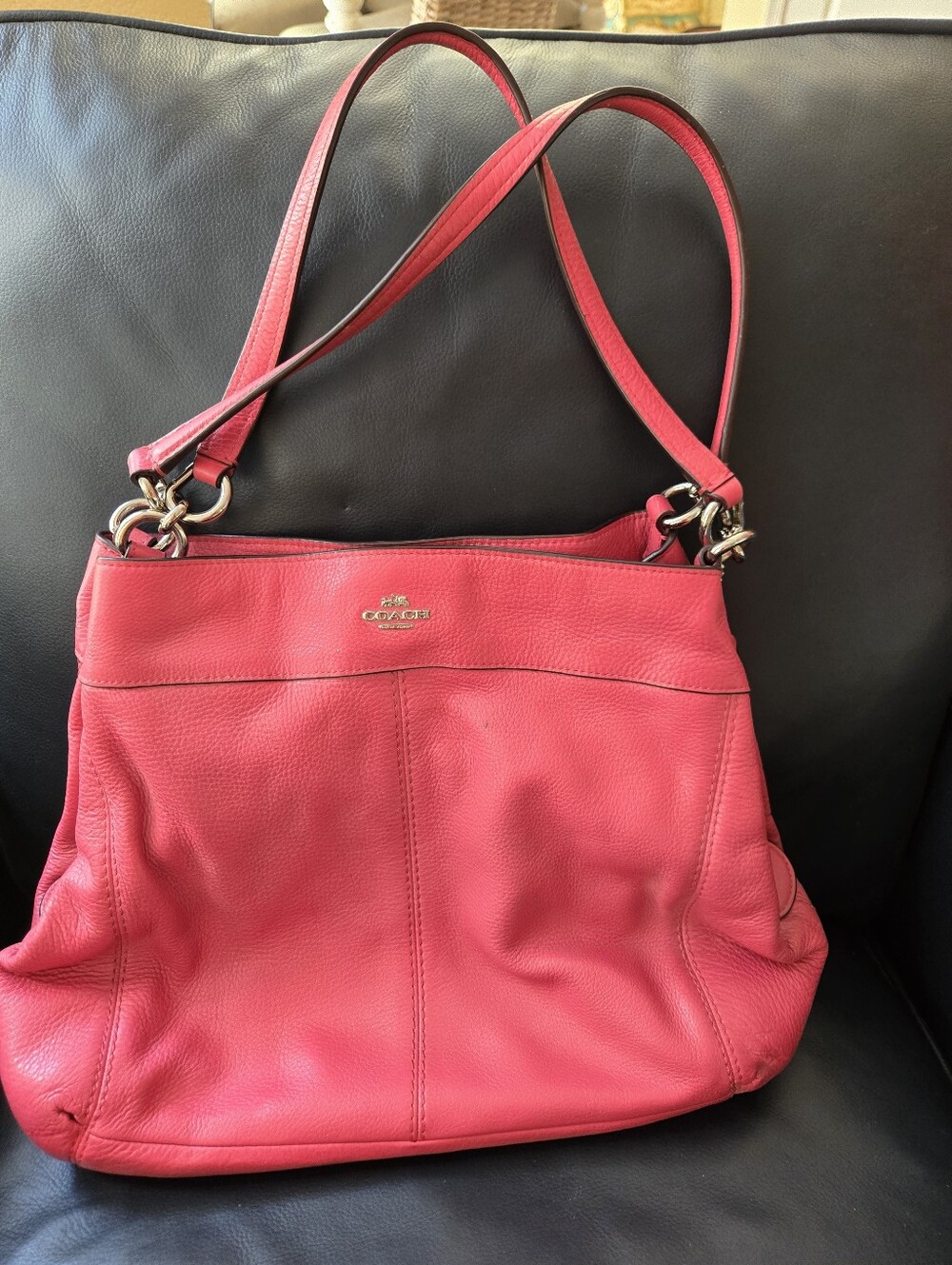 Coach Pebble Leather Shoulder Bag in Red